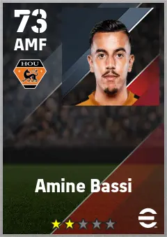 Amine Bassi eFootball 2026 player card — 73 OVR AMF