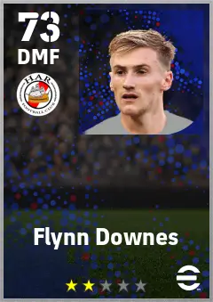 Flynn Downes eFootball 2026 player card — 73 OVR DMF