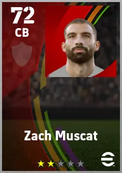 Zach Muscat eFootball 2026 player card — 72 OVR CB