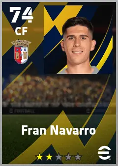 Fran Navarro eFootball 2026 player card — 74 OVR CF