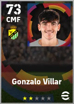 Gonzalo Villar eFootball 2026 player card — 73 OVR CMF