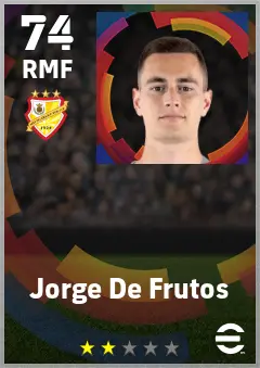 Jorge De Frutos eFootball 2026 player card — 74 OVR RMF