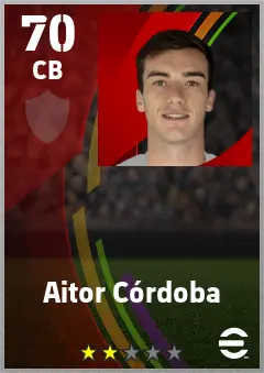 Aitor Cordoba eFootball 2026 player card — 70 OVR CB