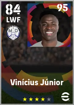 Vinicius Junior eFootball 2026 player card — 84 OVR LWF