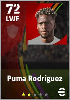 Puma Rodriguez eFootball 2026 player card — 72 OVR LWF