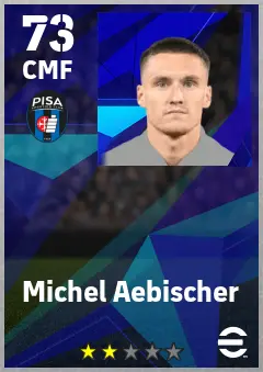 Michel Aebischer eFootball 2026 player card — 73 OVR CMF