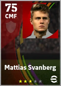 Mattias Svanberg eFootball 2026 player card — 75 OVR CMF