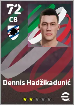 Dennis Hadzikadunic eFootball 2026 player card — 72 OVR CB