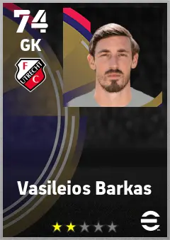 Vasileios Barkas eFootball 2026 player card — 74 OVR GK