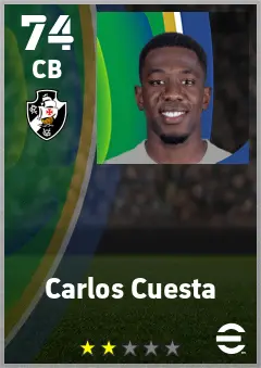 Carlos Cuesta eFootball 2026 player card — 74 OVR CB