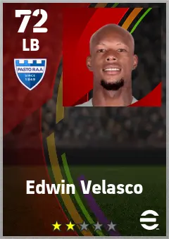 Edwin Velasco eFootball 2026 player card — 72 OVR LB