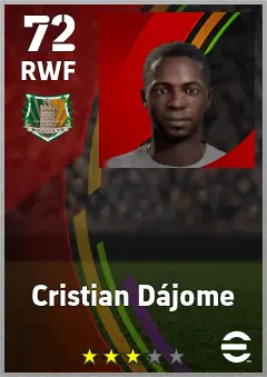 Cristian Dajome eFootball 2026 player card, 72 OVR RWF