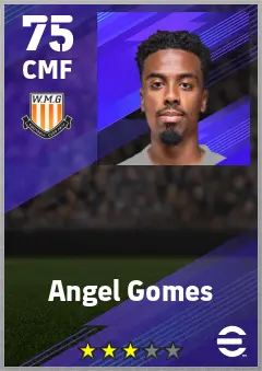 Angel Gomes eFootball 2026 player card — 75 OVR CMF