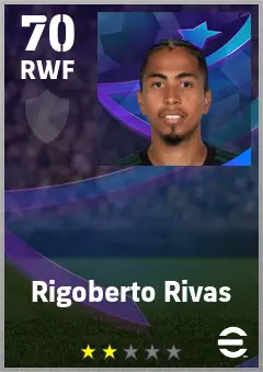 Rigoberto Rivas eFootball 2026 player card — 70 OVR RWF