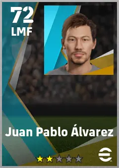 Juan Pablo Alvarez eFootball 2026 player card — 72 OVR LMF