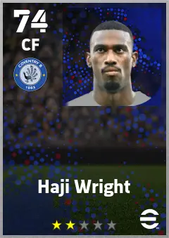 Haji Wright eFootball 2026 player card — 74 OVR CF