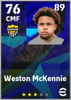 Weston McKennie eFootball 2026 player card — 76 OVR CMF
