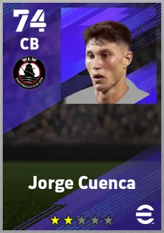Jorge Cuenca eFootball 2026 player card — 74 OVR CB