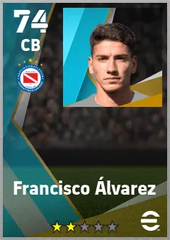 Francisco Alvarez eFootball 2026 player card — 74 OVR CB