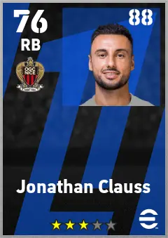 Jonathan Clauss eFootball 2026 player card — 76 OVR RB