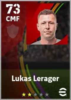 Lukas Lerager eFootball 2026 player card — 73 OVR CMF