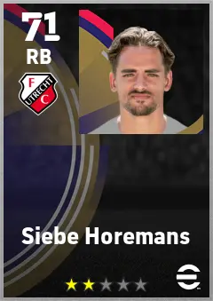 Siebe Horemans eFootball 2026 player card — 71 OVR RB
