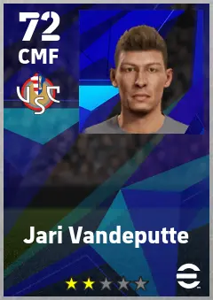 Jari Vandeputte eFootball 2026 player card — 72 OVR CMF