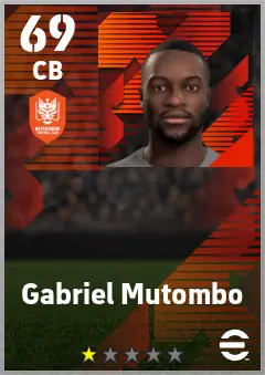 Gabriel Mutombo eFootball 2026 player card — 69 OVR CB