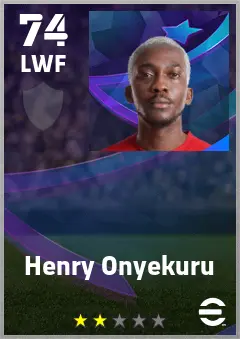 Henry Onyekuru eFootball 2026 player card — 74 OVR LWF