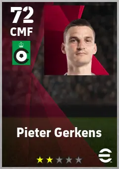 Pieter Gerkens eFootball 2026 player card — 72 OVR CMF
