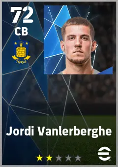 Jordi Vanlerberghe eFootball 2026 player card — 72 OVR CB