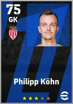 Philipp Kohn eFootball 2026 player card — 75 OVR GK