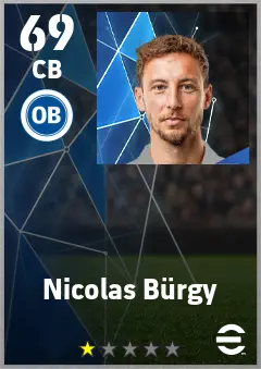 Nicolas Burgy eFootball 2026 player card — 69 OVR CB