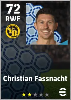 Christian Fassnacht eFootball 2026 player card — 72 OVR RWF