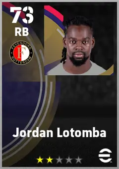 Jordan Lotomba eFootball 2026 player card — 73 OVR RB
