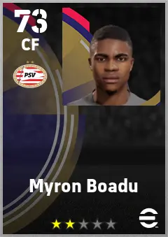 Myron Boadu eFootball 2026 player card — 73 OVR CF