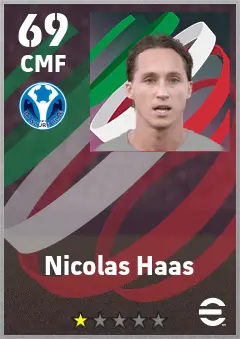 Nicolas Haas eFootball 2026 player card — 69 OVR CMF