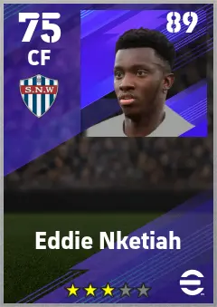 Eddie Nketiah eFootball 2026 player card — 75 OVR CF