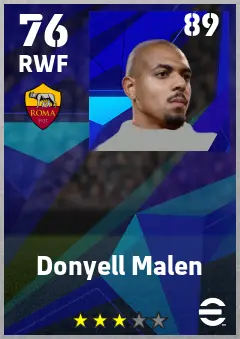 Donyell Malen eFootball 2026 player card — 76 OVR RWF