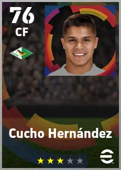 Cucho Hernandez eFootball 2026 player card — 76 OVR CF