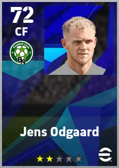 Jens Odgaard eFootball 2026 player card — 72 OVR CF