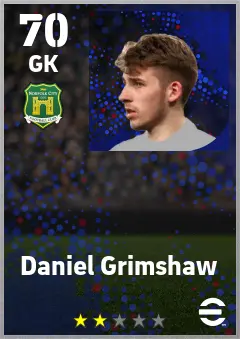 Daniel Grimshaw eFootball 2026 player card — 70 OVR GK