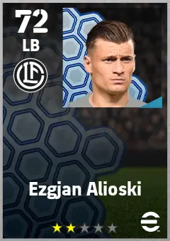 Ezgjan Alioski eFootball 2026 player card — 72 OVR LB
