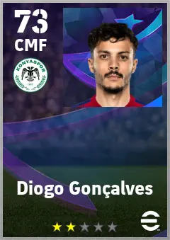 Diogo Goncalves eFootball 2026 player card — 73 OVR CMF