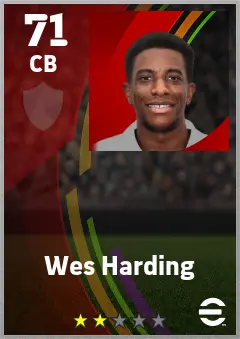 Wes Harding eFootball 2026 player card — 71 OVR CB