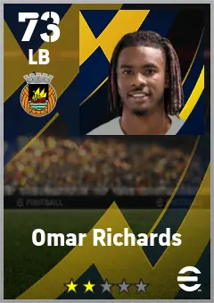 Omar Richards eFootball 2026 player card — 73 OVR LB