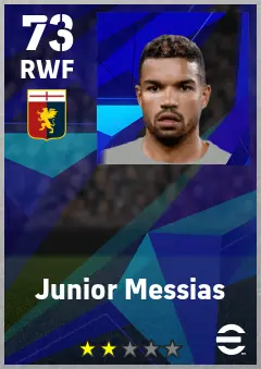 Junior Messias eFootball 2026 player card — 73 OVR RWF