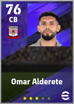 Omar Alderete eFootball 2026 player card — 76 OVR CB