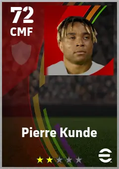 Pierre Kunde eFootball 2026 player card — 72 OVR CMF