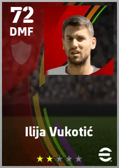 Ilija Vukotic eFootball 2026 player card — 72 OVR DMF